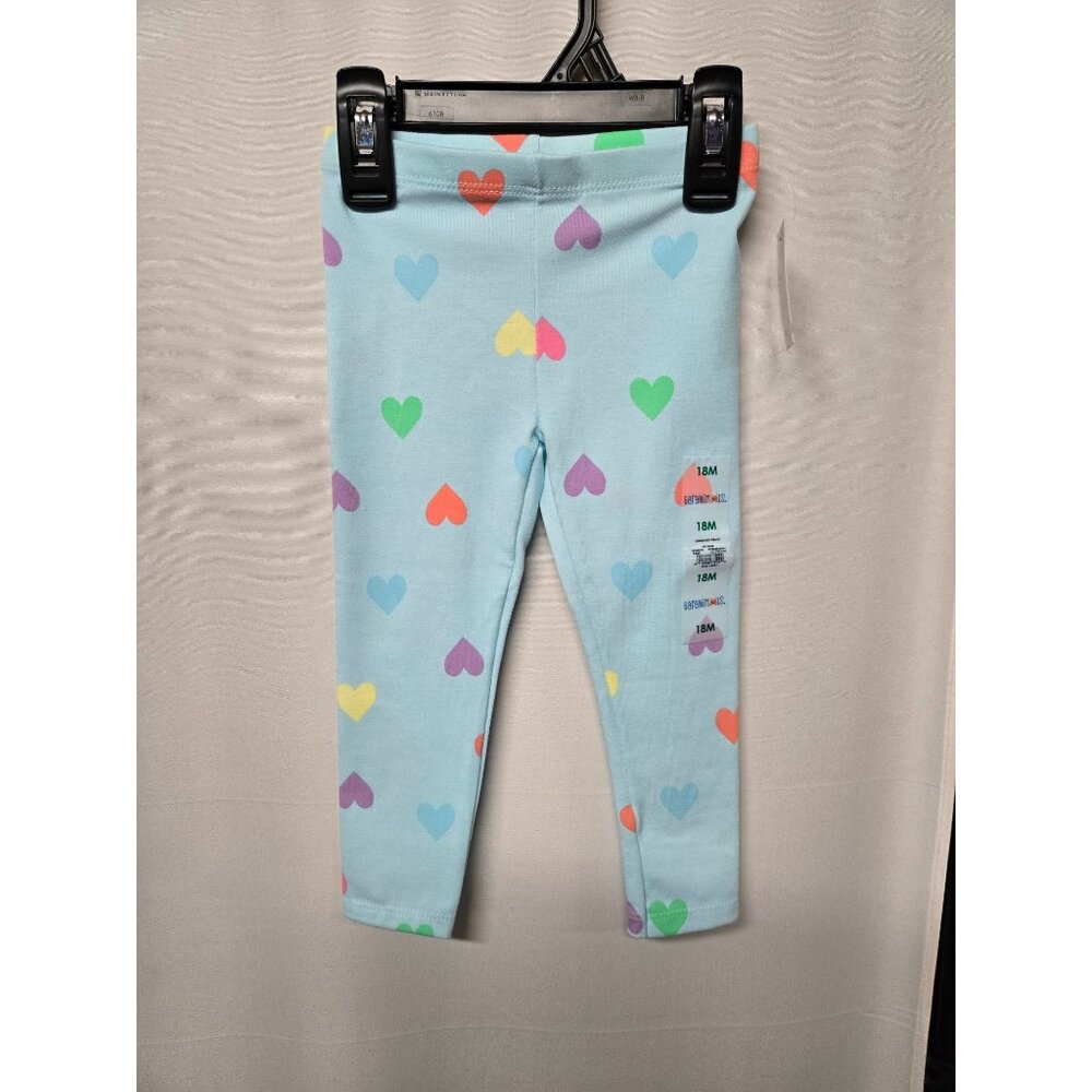 NWT Infant Girls Heart Print Jersey Leggings – Soft & Stretchy Size 18M